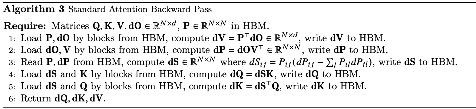 Standard Attention Backward Pass